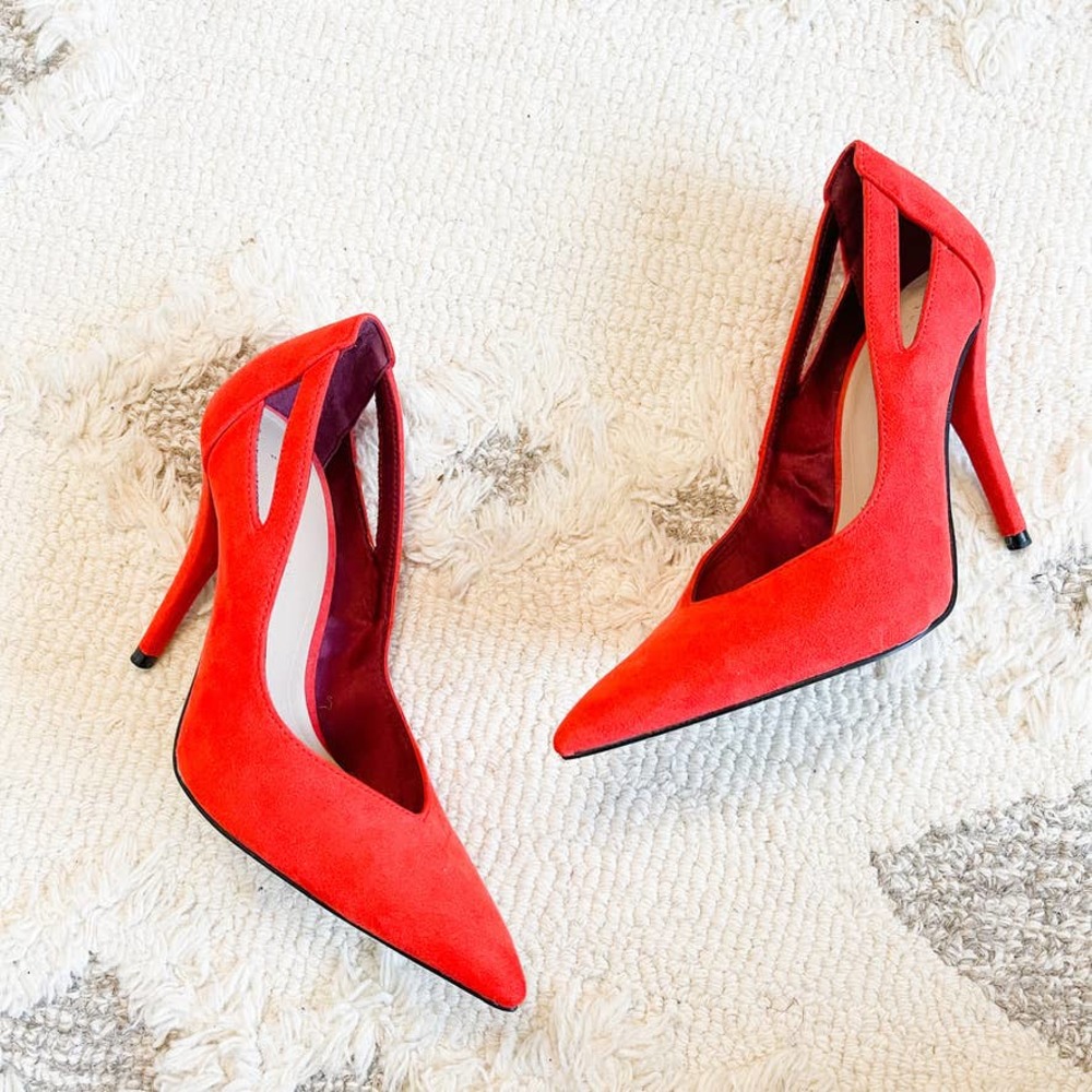 Zara Cut Out Pointed Toe Suede Heels 36/6